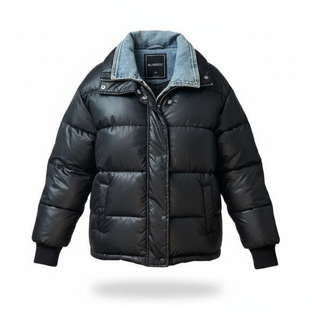 NWT‎ Women's BlankNYC Denim Puffer Jacket